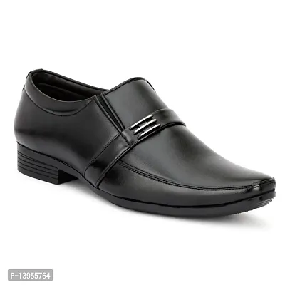 Stylish Black Synthetic Leather Solid Formal Shoes For Men