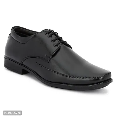 Stylish Black Synthetic Leather Solid Formal Shoes For Men-thumb0
