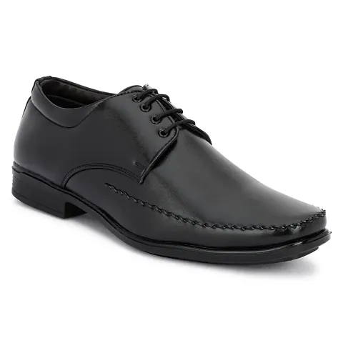 Stylish Black Synthetic Leather Solid Formal Shoes For Men