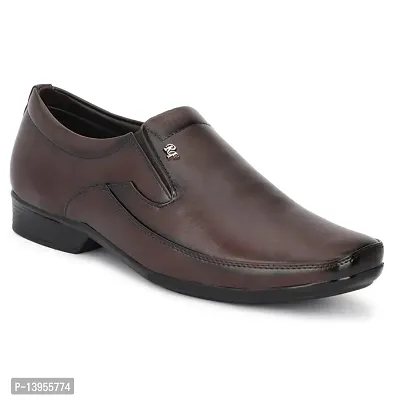 Stylish Brown Synthetic Leather Solid Formal Shoes For Men