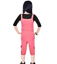 Stylish Pink Cotton Self Pattern Basic Jumpsuit For Girls-thumb1