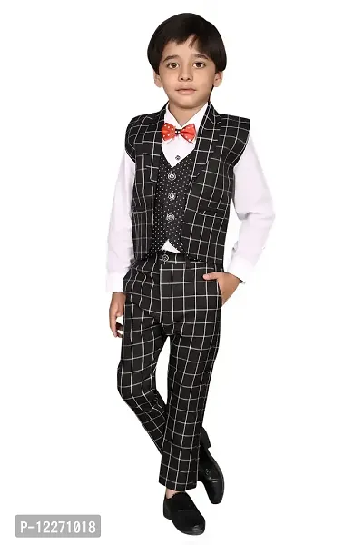 VALUE CREATION 3-Piece Shirt, Trouser, Waistcoat with Bow-Tie Boy's Suit Set For Party, Wedding, Birthday_ VC016-thumb0