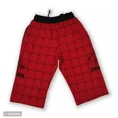 Elegant Red Cotton Blend Checked Shorts For Boys