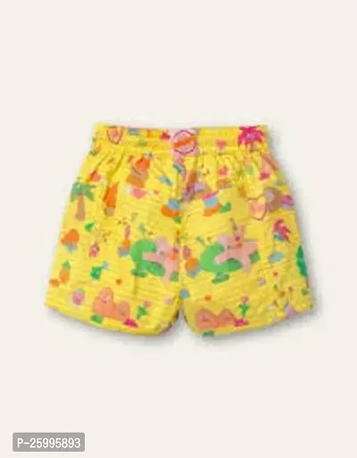 Elegant Yellow Cotton Blend Printed Shorts For Boys