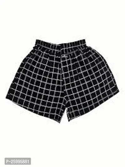 Elegant Black Cotton Blend Checked Shorts For Boys-thumb0