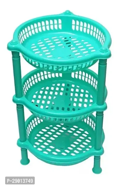 Multipurpose Basket Stand Rack for Fruit and Vegetables Plastic Kitchen Trolley-thumb0