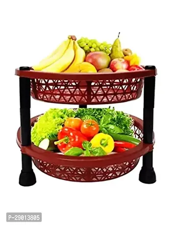 Multipurpose Basket Stand Rack for Fruit and Vegetables Plastic Kitchen Trolley-thumb0