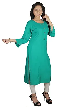 Stylish Teal Rayon Solid Maternity Kurta For Women-thumb1