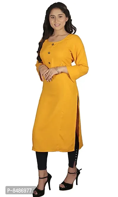 Stylish Yellow Rayon Solid Maternity Kurta For Women-thumb2