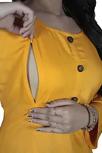 Stylish Yellow Rayon Solid Maternity Kurta For Women-thumb4