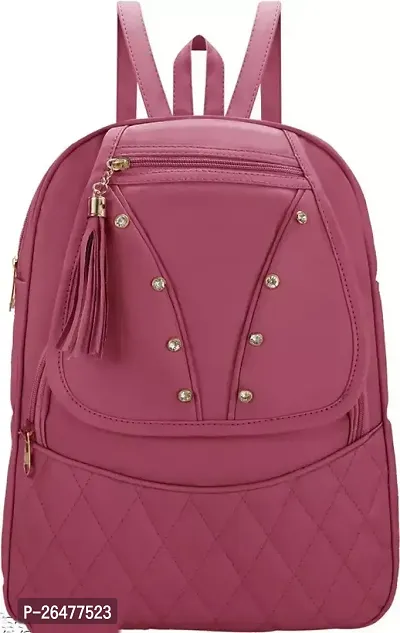 Elegant Magenta PU Backpacks For Women-thumb0