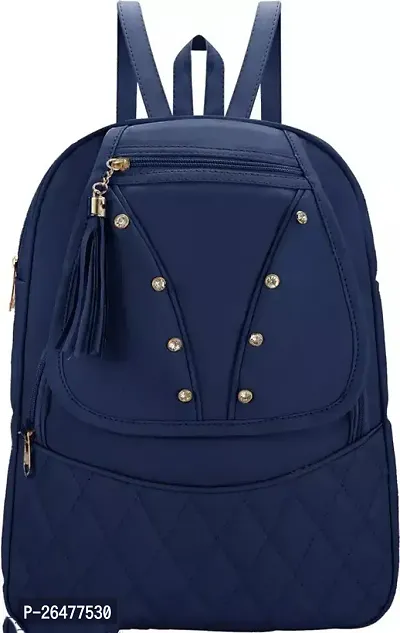 Elegant Navy Blue PU Backpacks For Women-thumb0