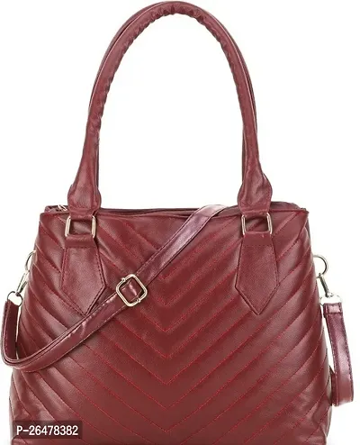 Fabulous Maroon PU Self Pattern Handbags For Women