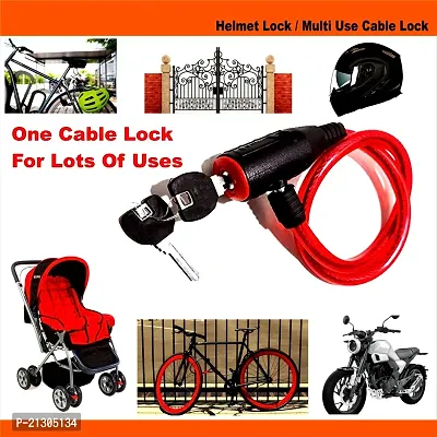 Anti Theft Cable Lock For Bicycle, Cycle, Helmet, Bike, Luggage, and Other Things It includes two keys and an attractive metal premium finish alloy key chain.-thumb3