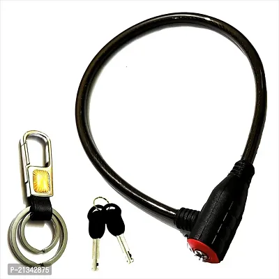 Heavy Duty Cable Lock for Cycle, Bicycle, Helmet, Bike, Luggage, and Other Items, Comes with 2 Keys and a Lovely Premium Finish Alloy Key Chain-thumb0