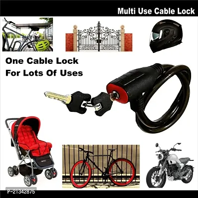 Heavy Duty Cable Lock for Cycle, Bicycle, Helmet, Bike, Luggage, and Other Items, Comes with 2 Keys and a Lovely Premium Finish Alloy Key Chain-thumb2