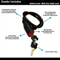 Heavy Duty Cable Lock for Cycle, Bicycle, Helmet, Bike, Luggage, and Other Items, Comes with 2 Keys and a Lovely Premium Finish Alloy Key Chain-thumb2