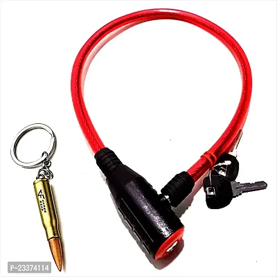 Man Of Valour Heavy Duty Cable Lock for Cycle, Bicycle, Helmet, Bike, Luggage, and Other Items, Comes with 2 Keys and a Lovely Premium Finish Alloy Key Chain