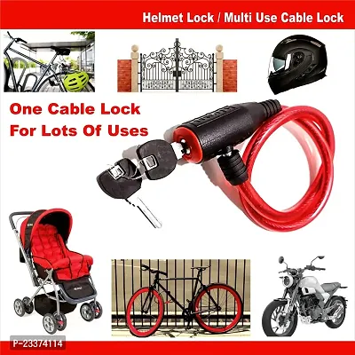 Man Of Valour Heavy Duty Cable Lock for Cycle, Bicycle, Helmet, Bike, Luggage, and Other Items, Comes with 2 Keys and a Lovely Premium Finish Alloy Key Chain-thumb2