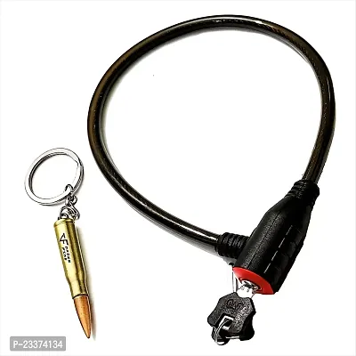 Heavy Duty Cable Lock for Cycle, Bicycle, Helmet, Bike, Luggage, and Other Items, Comes with 2 Keys and a Lovely Premium Finish Alloy Key Chain