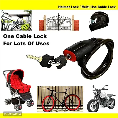 Heavy Duty Cable Lock for Cycle, Bicycle, Helmet, Bike, Luggage, and Other Items, Comes with 2 Keys and a Lovely Premium Finish Alloy Key Chain-thumb2