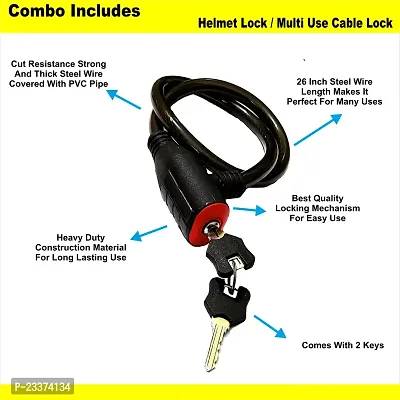 Heavy Duty Cable Lock for Cycle, Bicycle, Helmet, Bike, Luggage, and Other Items, Comes with 2 Keys and a Lovely Premium Finish Alloy Key Chain-thumb4