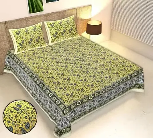 Cotton Boota Printed Hand Block Design King Size Bedsheets