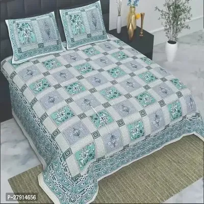 300 TC Cotton King Printed Flat Bedsheet  Pack of 1 Green