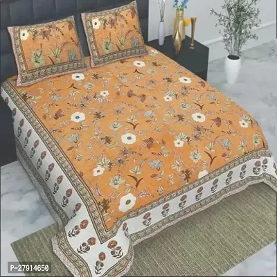 300 TC Cotton King Printed Flat Bedsheet  Pack of 1 Orange