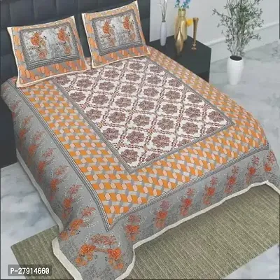 300 TC Cotton King Printed Flat Bedsheet  Pack of 1 Orange