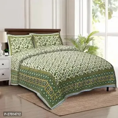 Classic Cotton Printed Bedsheet with Pillow Cover-thumb0