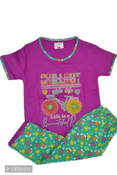 Fabulous Cotton Printed Top With Bottom Set For Girls-thumb0