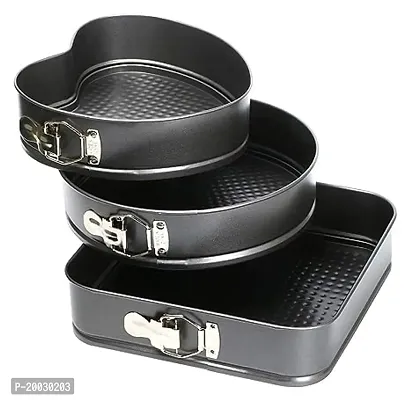 Tin Sets 3 PCS Metal Bakeware Set Nonstick Cake Mold Square Round Heart Shaped Cake Baking Forms Loose Base Steel Cake Pan Baking Dishes