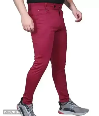 Stylish Men Maroon Lycra Casual Trouser-thumb3