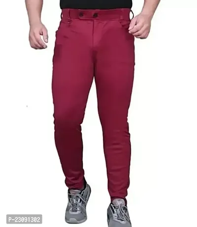 Stylish Men Maroon Lycra Casual Trouser-thumb2