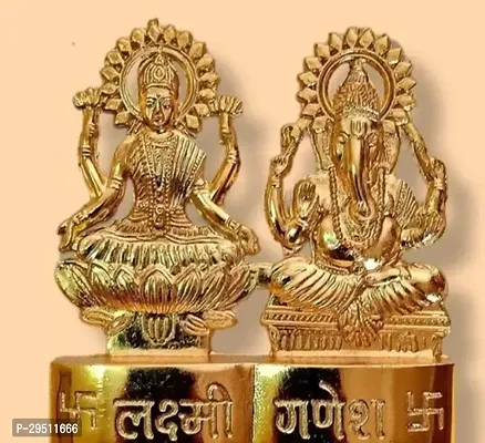 Mata Laxmi   lord Ganesh 100  original brass statue murti for puja  4 4 inches