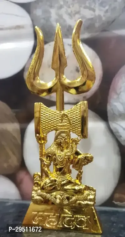 Shree mahadev trishul pure brass shiv Shankar trishul statue Murti for Puja  height 6 inches-thumb0