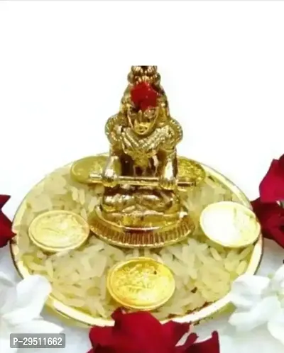 Pure Brass Mata Annapurna Devi Idol Godess of Food with Annapurna Devi Coin-thumb0