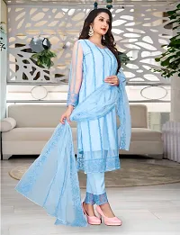 Fancy Net Kurta Bottom And Dupatta Set For Women-thumb1