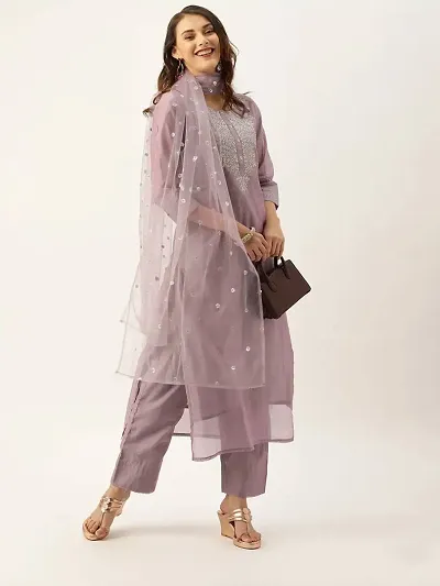 Fancy Chinnon Silk Kurta Set For Women