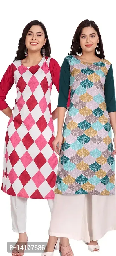 Stylish Women Crepe Kurta Pack of 2-thumb0