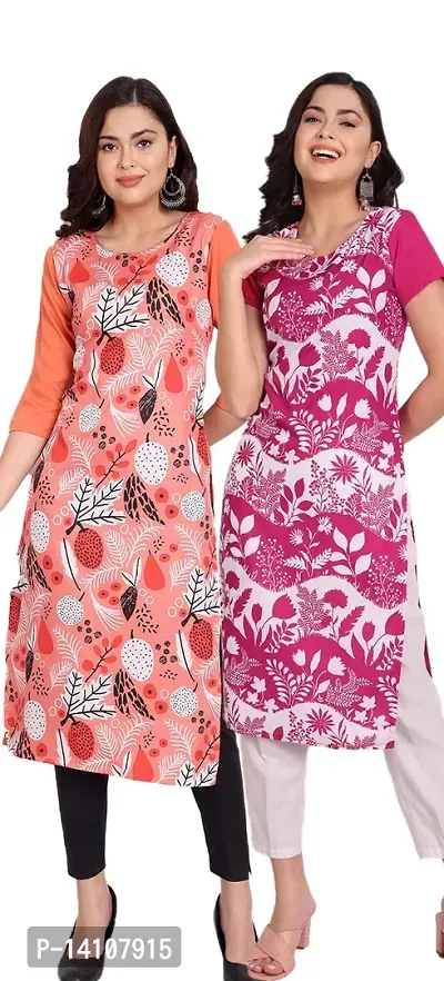 Stylish Women Crepe Kurta Pack of 2-thumb0