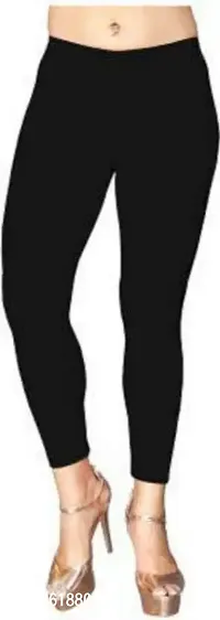 Fabulous Black Cotton Lycra Solid Leggings For Women