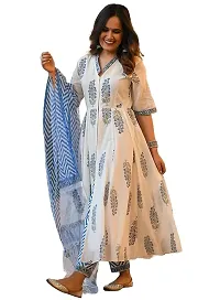 Women Block Printed Kurta and Pant Set with Dupatta.-thumb2