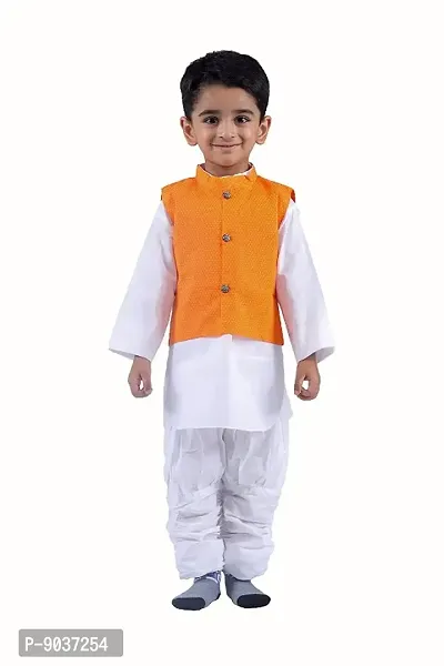 Classic Cotton Solid Kurta Sets for Kids Boys with Waist Coat-thumb0