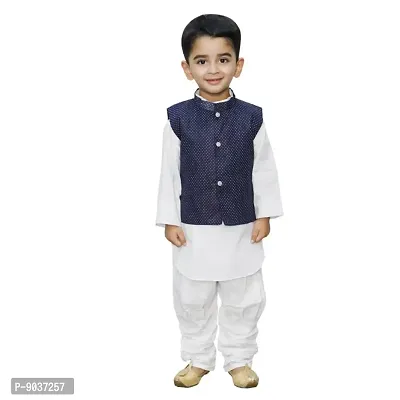 Classic Cotton Solid Kurta Sets for Kids Boys with Waist Coat