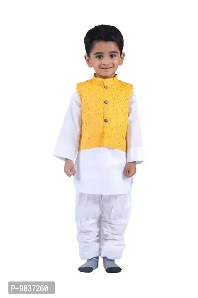 Classic Cotton Solid Kurta Sets for Kids Boys with Waist Coat