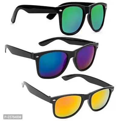 Fabulous Multicoloured Plastic Round Sunglasses For Men Pack Of 3