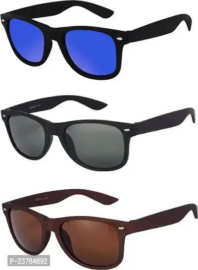 Fabulous Multicoloured Plastic Round Sunglasses For Men Pack Of 3