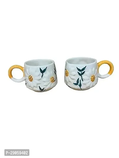 Modern:Cups Set:(Yellow):Rest for Drinking Coffee,Tea,Drink Milk,Handcraft,Material Ceramic.-thumb0